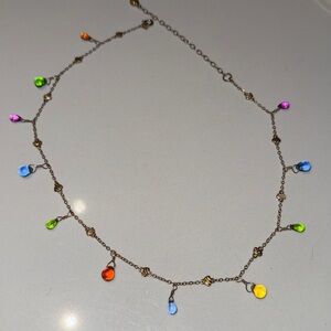 Gold plated silver, Colorful stone Necklace